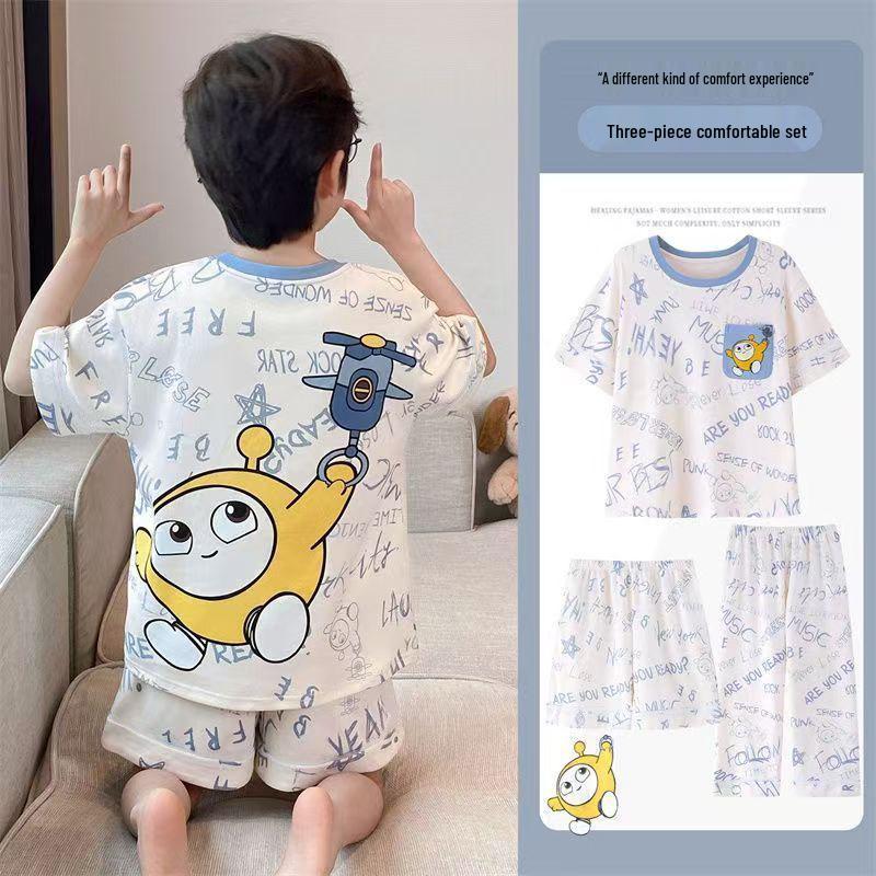 Boys' Summer Pajama Set - Casual Short Sleeve and Loose Fit for Kids