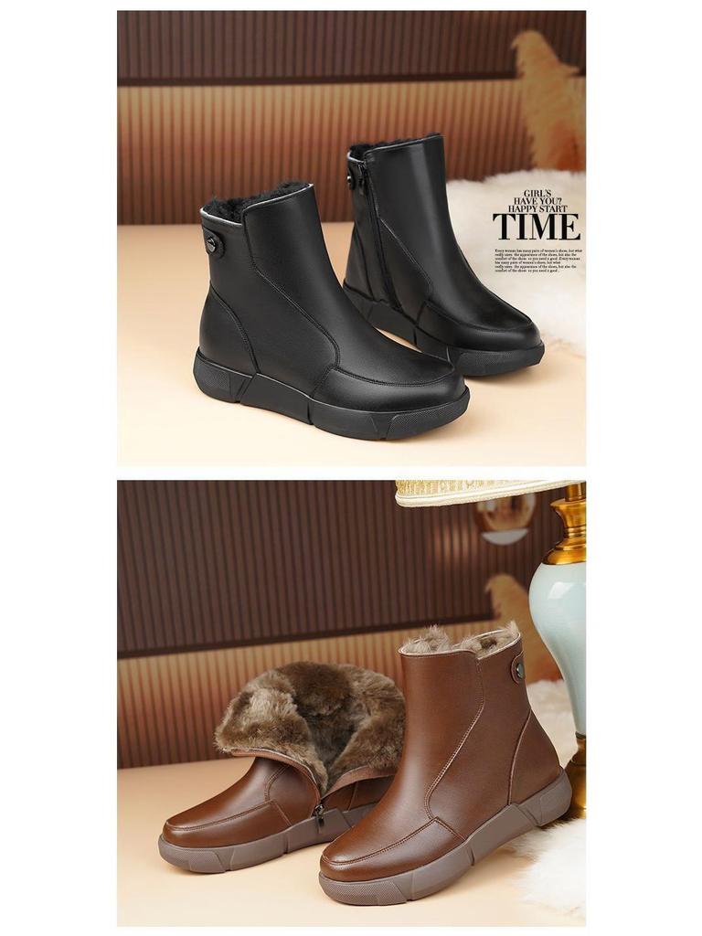 Damen Winter Schneestiefel mit Fleecefutter - Rutschfest, Verdickte Baumwolle Kurze Stiefel