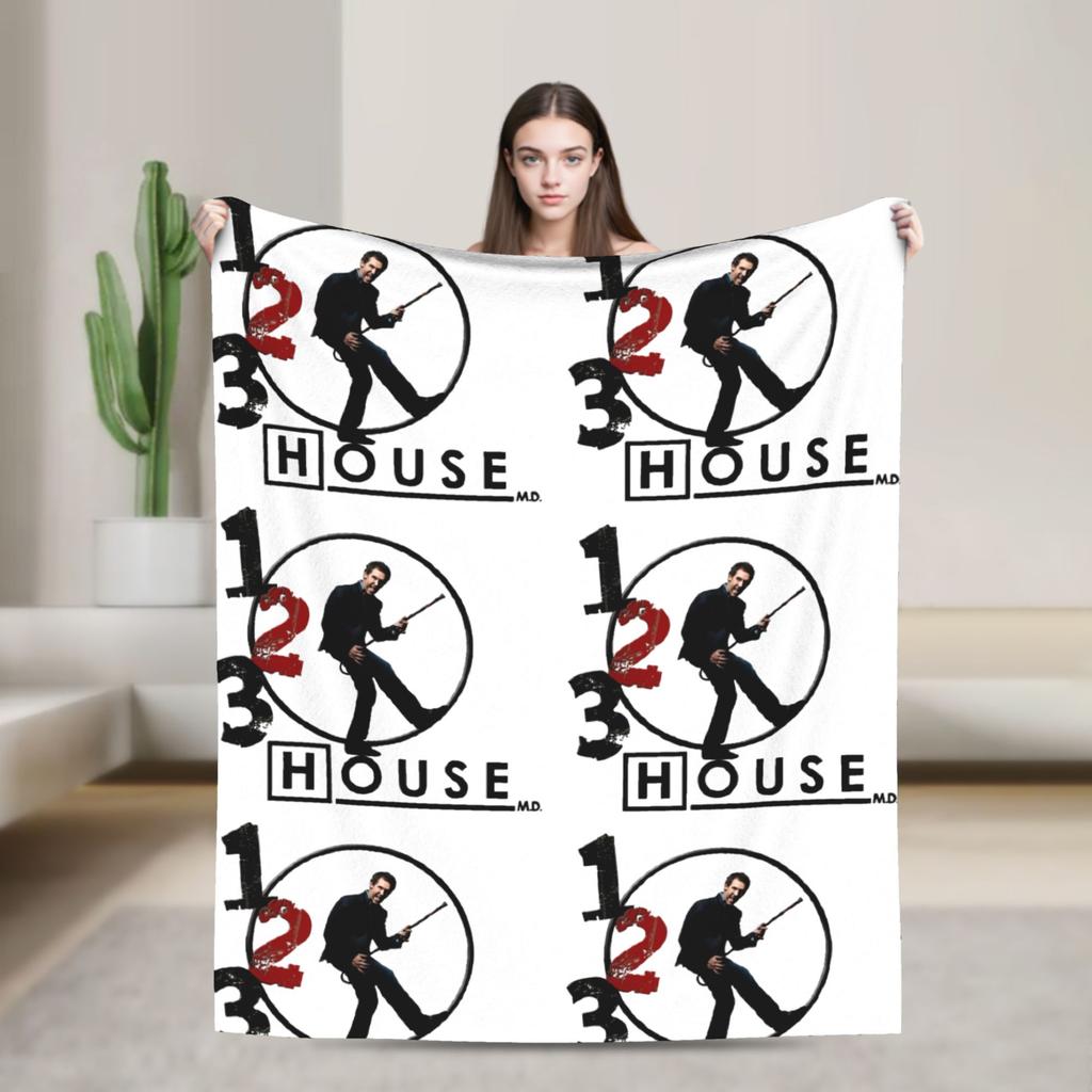 House MD Blanket Hugh Laurie Dr House Plush Vintage Warm Throw Blanket for Chair Covering Sofa Spring Autumn