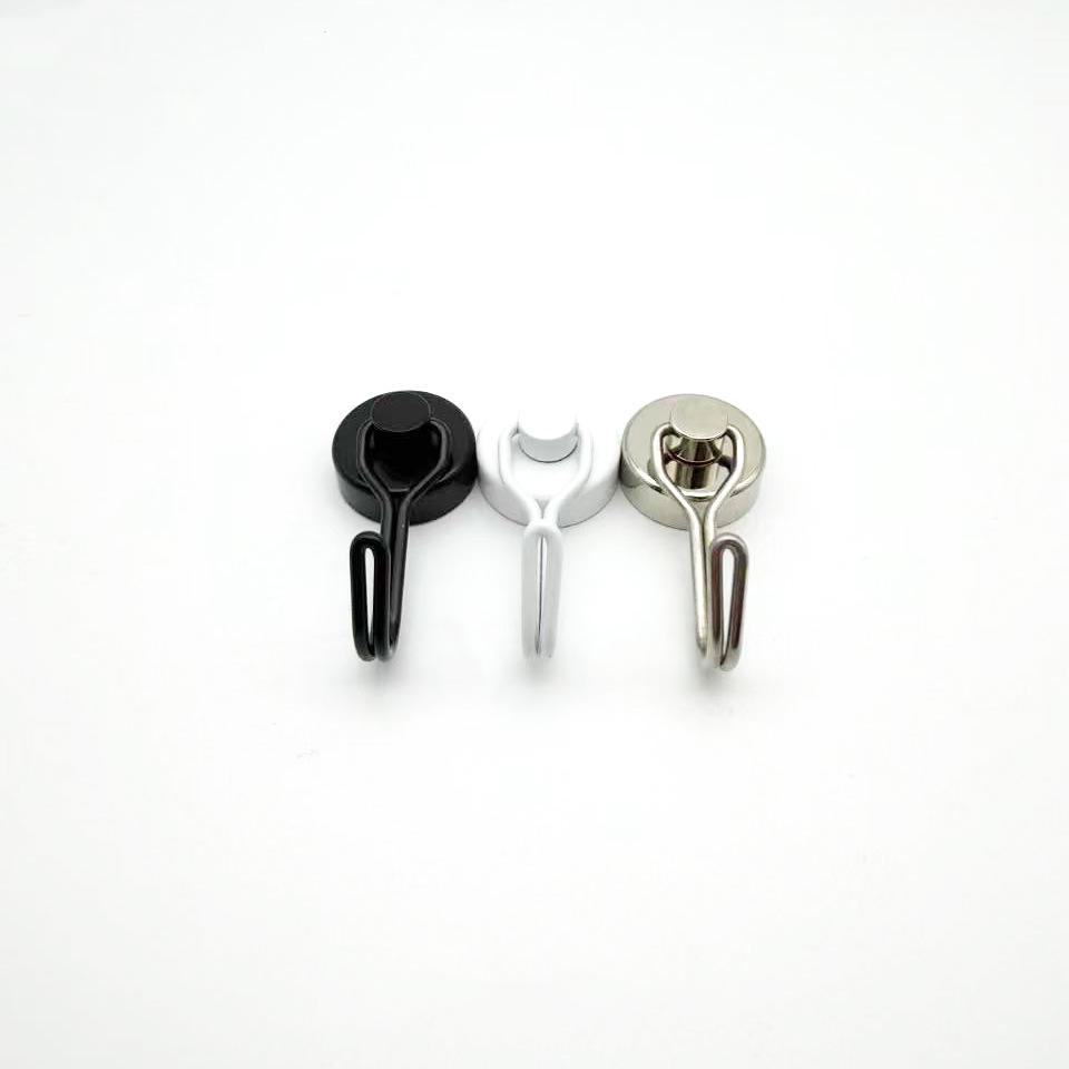 Rotating Silver Metal Magnetic Hook, No-Punch Installation, Strong Suction, Traceless Storage