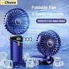 New Wind Cooling Handheld Mini USB Rechargeable Cute Fan Portable 5 Speed Personal Pocket Handheld with Hook &Screen