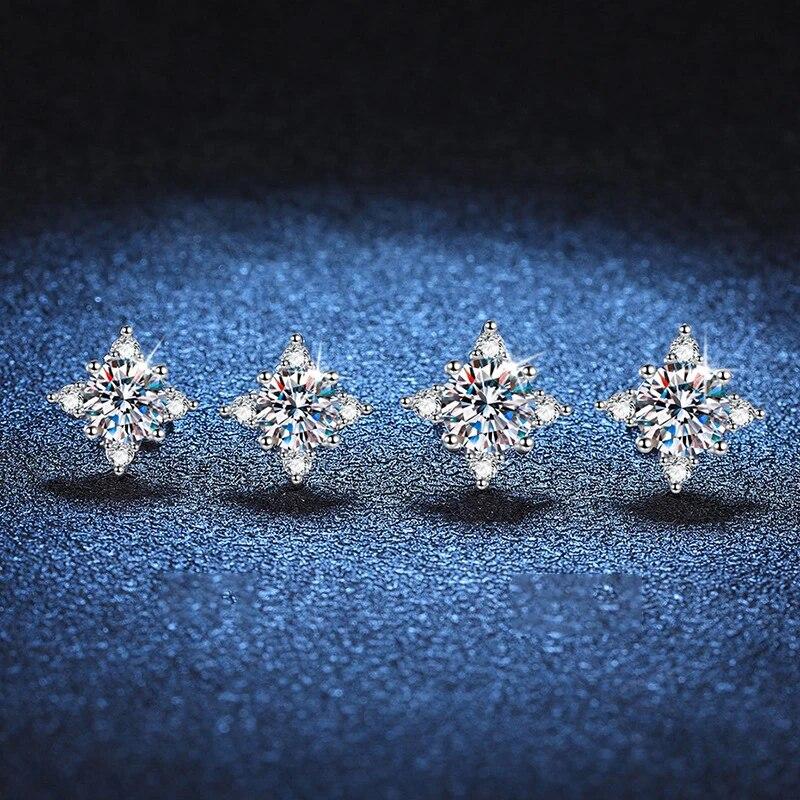 D Color 1ct 6.5mm Moissanite Earrings 925 Sterling Sliver with White Gold Plated Stud Earring Wedding Jewelry for Women