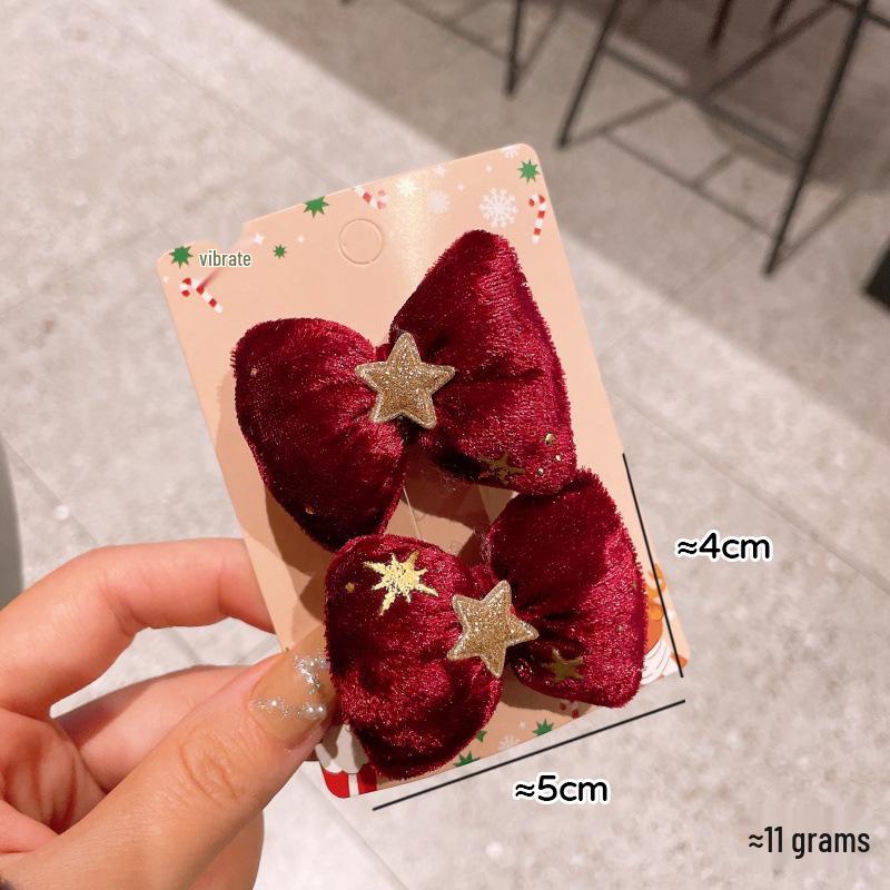 Christmas Fluffy Bow Hair Clip - Red Velvet Festival Decoration