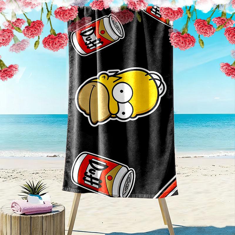 Homer Simpson Art Print Beach Towel, Large Soft Quick Dry Towel for Beach Camping Swimming