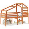 High Bed with Roof Wax Brown 90 x 200 cm Solid Pine Wood