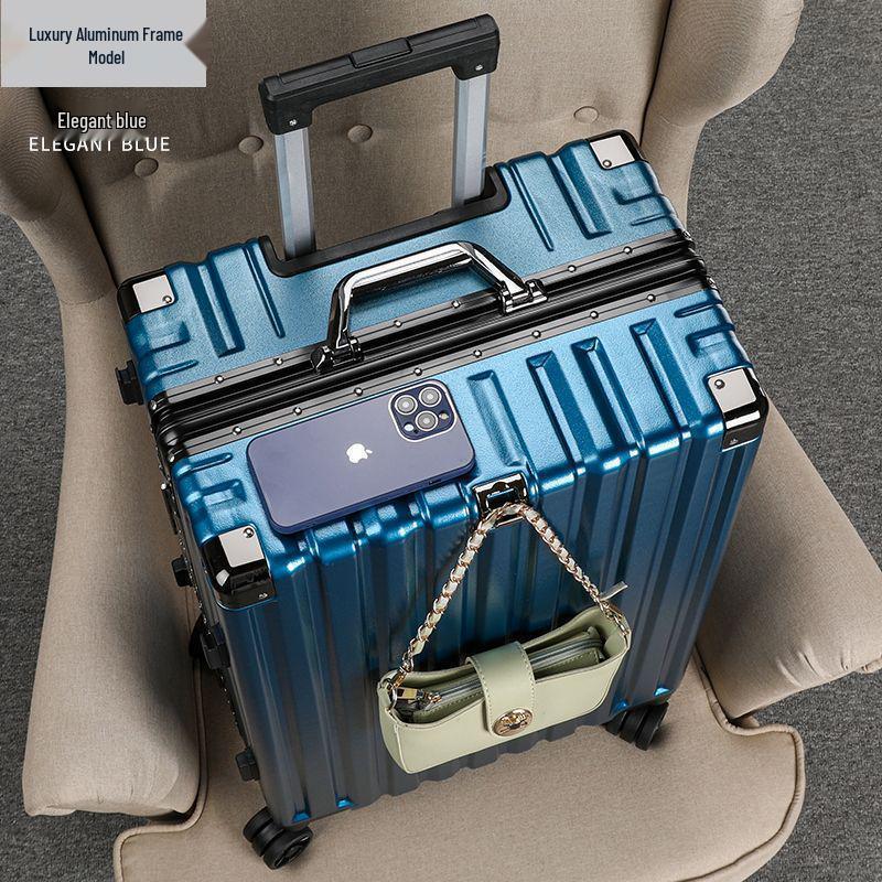 Durable Aluminum Trolley Suitcase with Silent Wheels, Large Capacity, Combination Lock - Ideal for Men, Women, and Students