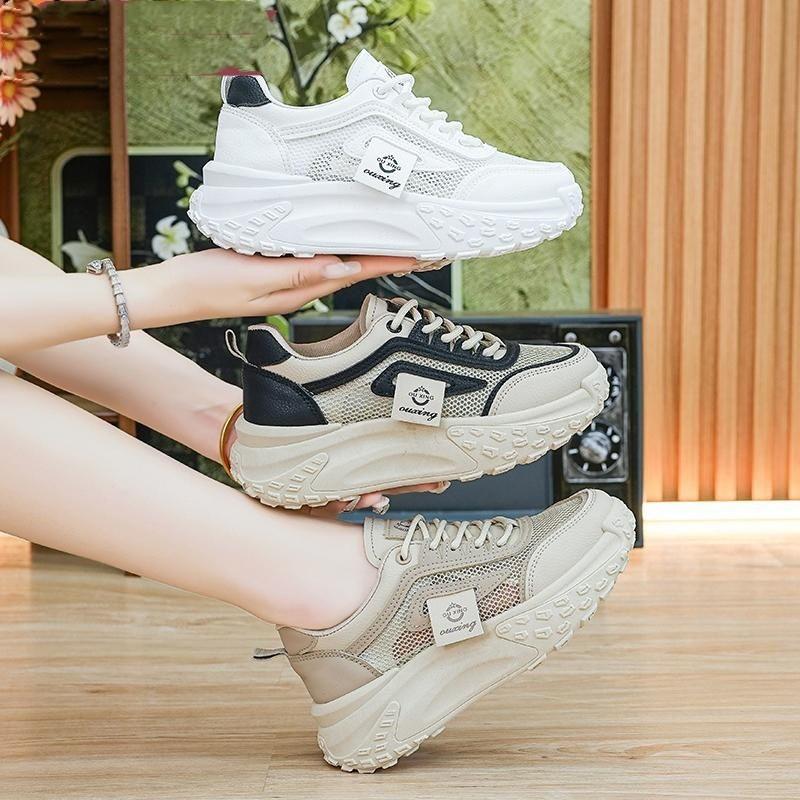 2025 summer new mesh breathable dad shoes women's versatile sports shoes casual shoes platform lightweight popular women's shoes