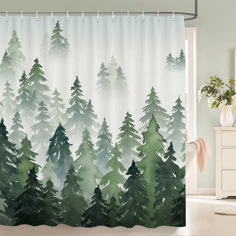 Green Plants Flowers Waterproof Polyester Shower Curtains Eco-friendly High Quality Bathroom Curtains Blind For Home Decorations