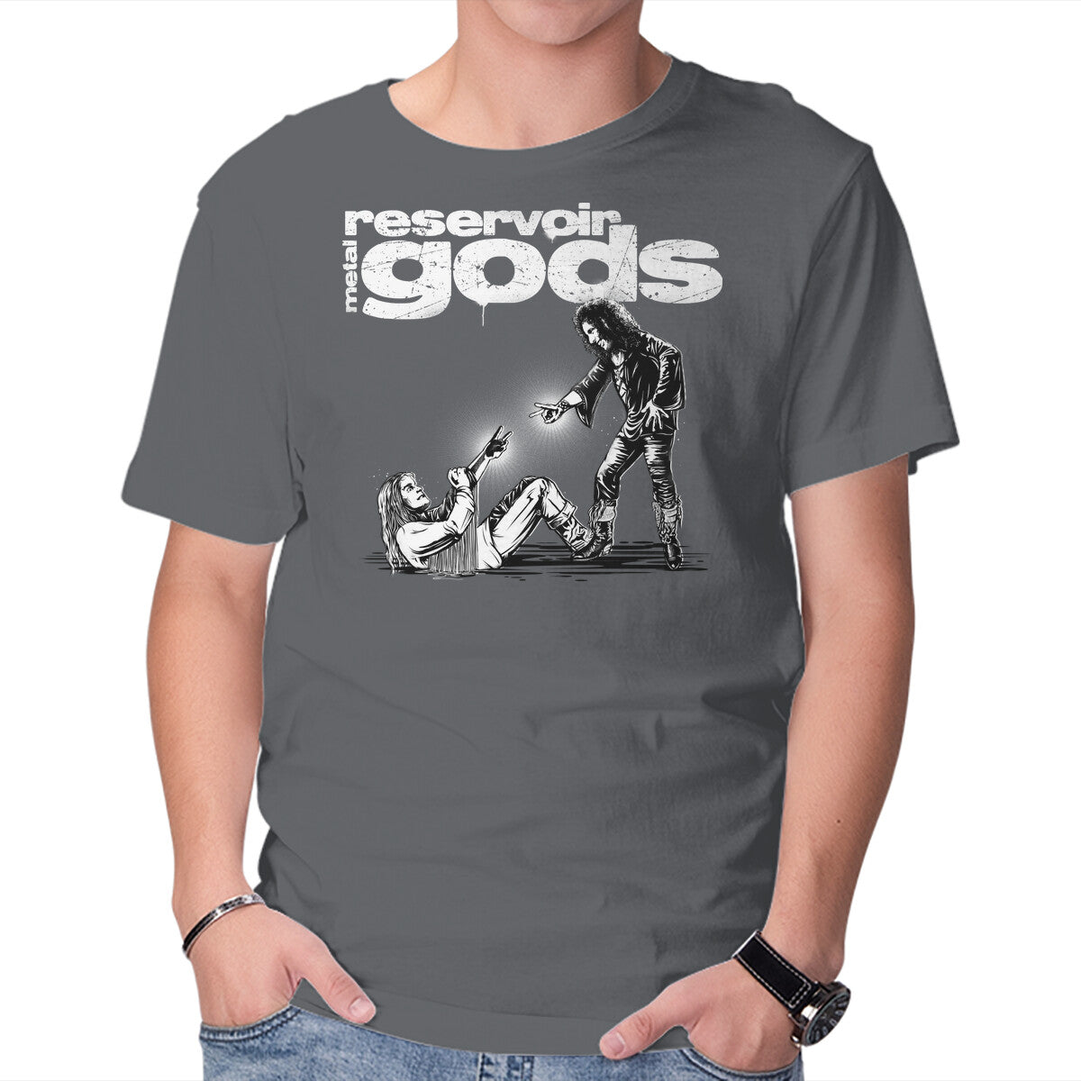 Unisex Crew Neck T-Shirt Reservoir Metal Gods Graphic Short Sleeve Casual Tee XS