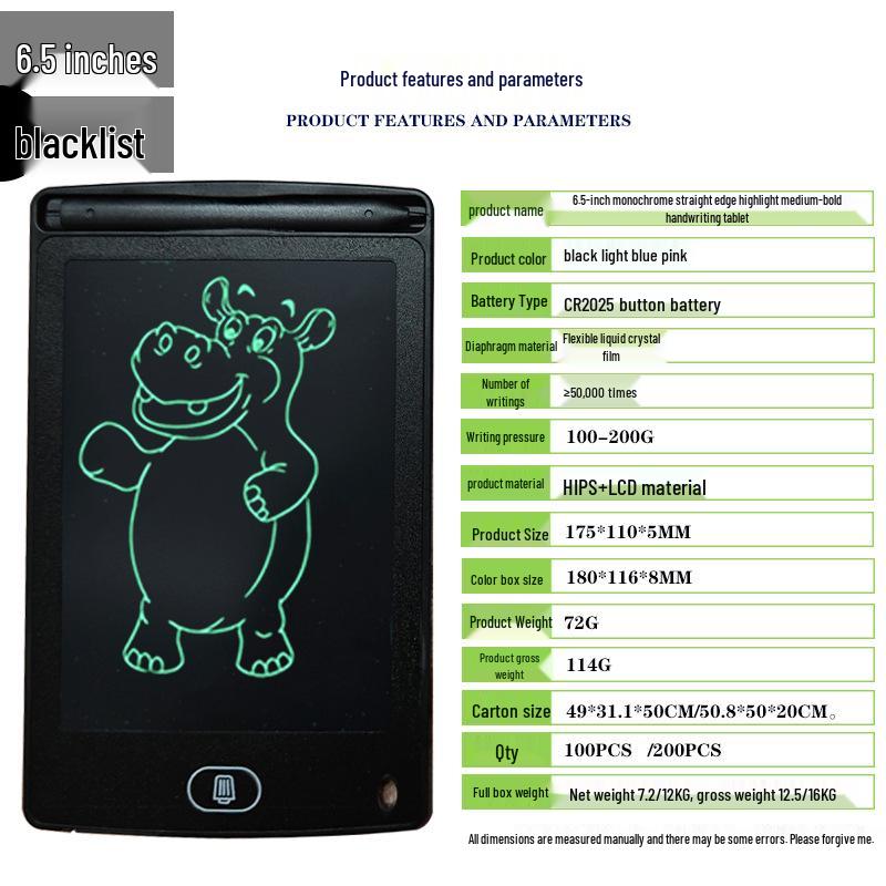 Kids' LCD Drawing Tablet - 6.5/8.5/10/12 Inch with One-Click Clear Screen