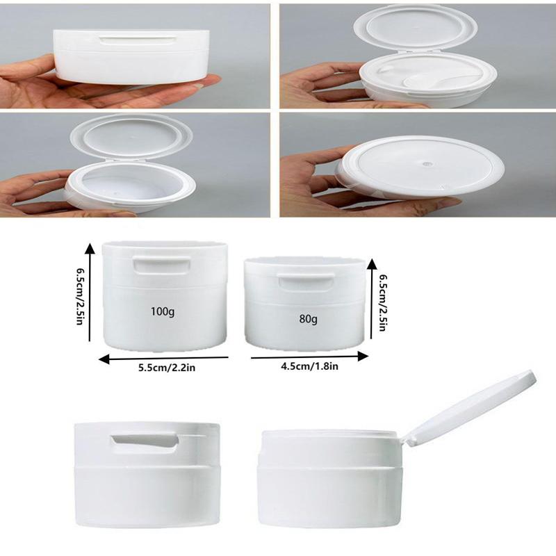80/100g Wide Mouth Flip Can Mouth Flip Cover Included Spoon Tooth Powder Bottle Makeup Remover Cream Jar Cotton Pad Container