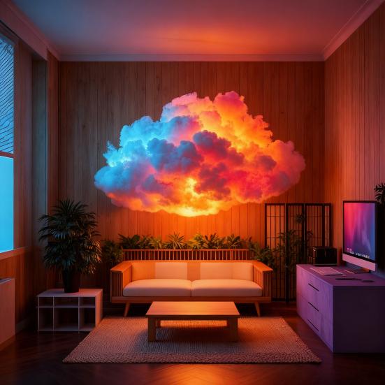 Thunder Cloud Lamp with Bluetooth-compatible APP Music Sync Color Changing Light USB Powered Sound Activated Decor