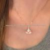 Qixi Gradient Pink Diamond Necklace: Women's Natural Mother-of-Pearl, 18k Rose Gold-Plated Pendant, Clavicle Chain