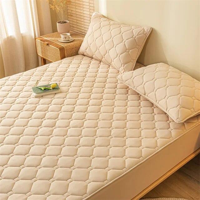 Soy Cotton Bedding Thick Quilted Mattress Cover Elastic Fitted Mattress Protector Bed Linens Soft Pad for Bed Without Pillowcase