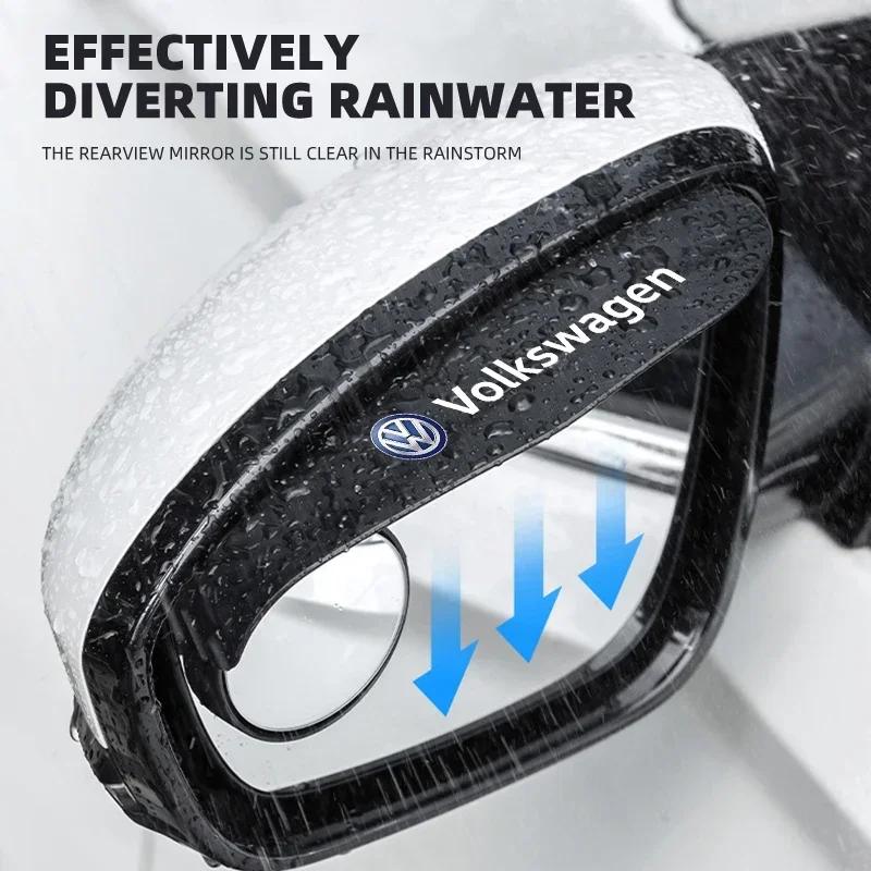 2in1 Car Rearview Mirror Rain Eyebrow Reversing Small Round Mirror For Volkswagen VW GOLF Polo Beetle Tiguan Accossories kj2