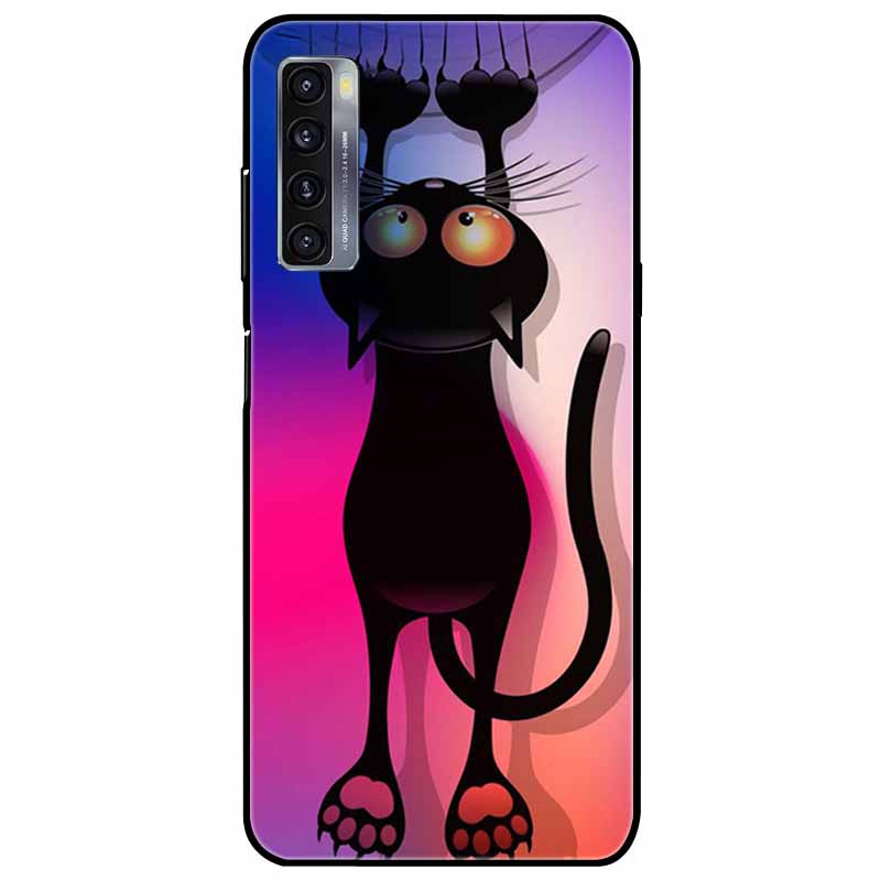 For TCL 20L Plus Case 20L+ Silicone Soft Shockproof TPU Back Cover for TCL 20S 20L Case Black Bumper Painted Funda TCL20S Capa