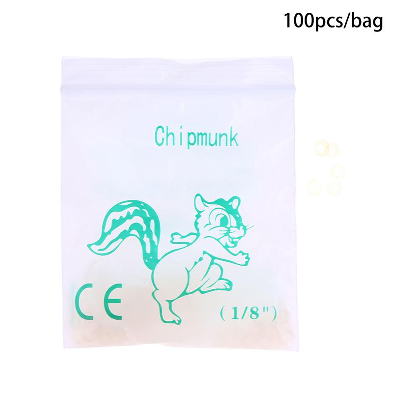 

100 шт./пакетиків Стоматологічні ортодонтичні еластики Латексні гумки Для брекетів 4.5 унції squirrel