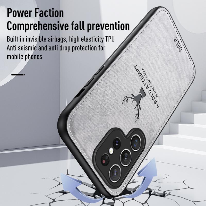Leather Deer Case For Samsung Galaxy S8 S9 S10 S20 Note 8 9 10 Plus 20 S21 S22 S23 S24 Ultra Shockproof Soft Cover