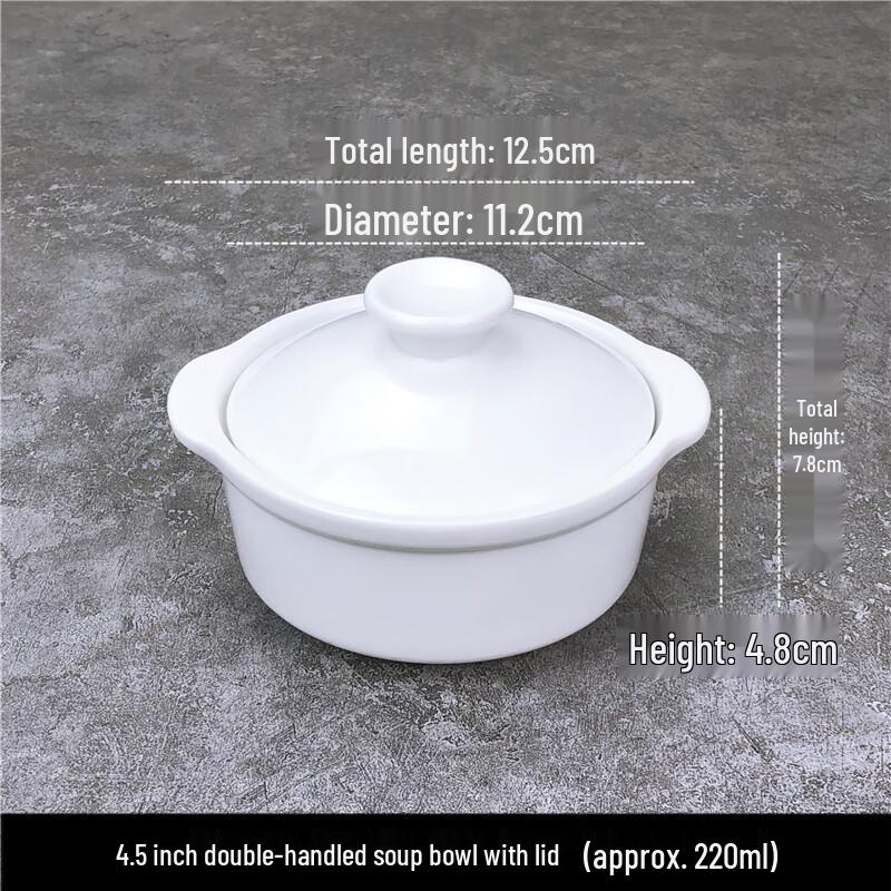 White Ceramic Double-Eared Soup Tureen with Lid