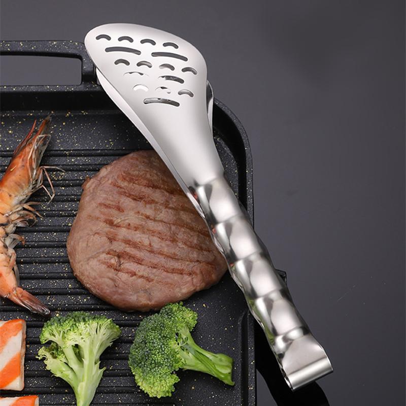 Wielofunkcyjne szczypce do żywności ze stali nierdzewnej, ażurowe, do chleba, grilla, steków, klips do grilla, klamra do odprowadzania oleju, akcesoria kuchenne do domu