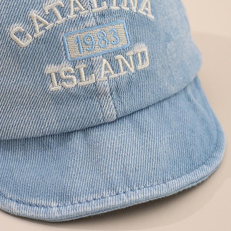 Cappellino da Baseball in Denim con Ricamo di Lettere per Bambini Primavera 2026 - Unisex per Neonati, Casual, con Visiera Morbida, Cappello alla Moda
