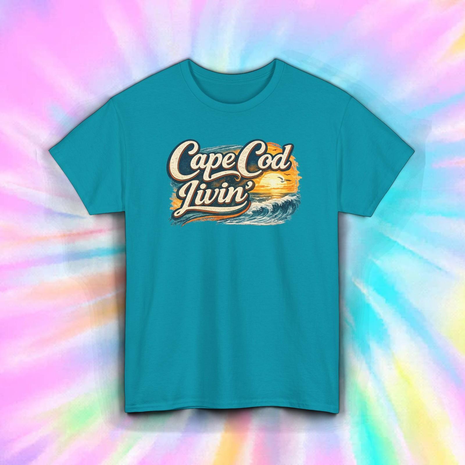 Cape Cod Livin T Shirt Beach Vacation Coastal Sunset Graphic Tee S-5XL M