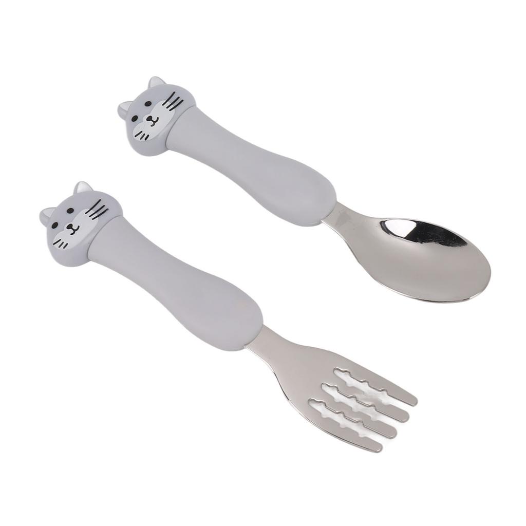 Baby Fork Cute Cartoon Shaped Spoon PP Handle Stainless Steel Tableware for Children Feeding Training