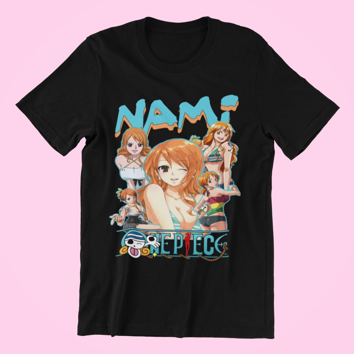 

ONE PIECE Nami Anime Japanese Men Women Summer T-shirt Oversized Harajuku Oversized Retro Print Short Sleeve Casual Comfort Y2k 4XL