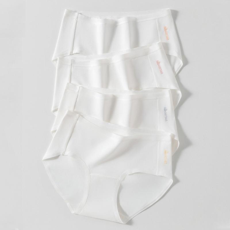 5Pcs/Set Cotton Women Panties Sexy Underwear White Girls Briefs Solid Soft Panty Breathable Underpants Mid Waist Female Lingerie