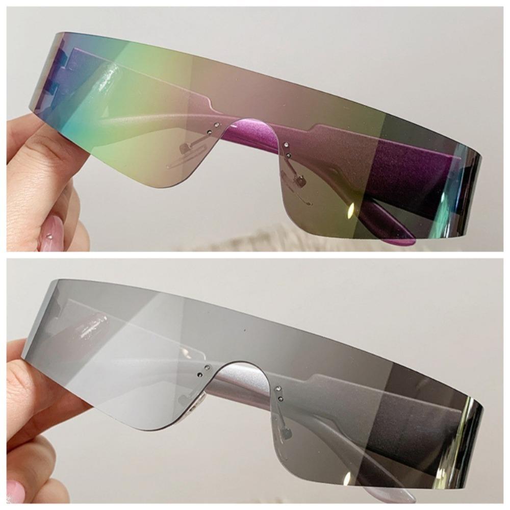 2 PCS Rimless One-pieces Women Sunglasses Men Fashion Y2k Mirror Shades Eyewear Ins Popular Brand Design UV400 Sun Glasses