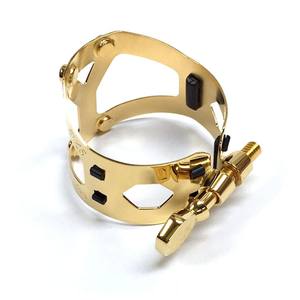 Yany SIXS ligature for ebonite (reverse tighteningsingle screw) for baritone saxophone, gold-plated finish