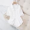 Ladies Irregular Zipper Short-sleeved Shirt Plus Size  Slim Waist Blouse