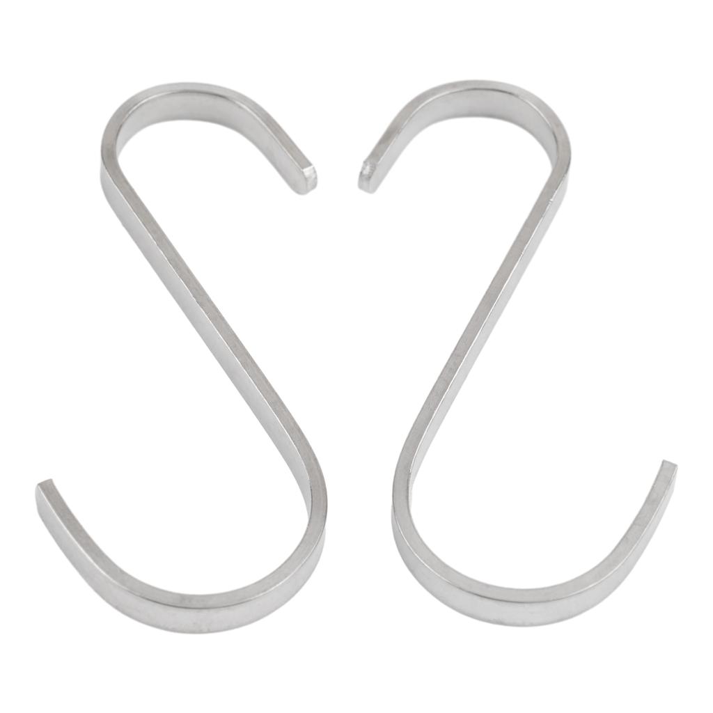 12pcs S Hook Flat Stainless Steel Silver Anti-drop No Bayonet Hook For Kitchen Garden Garage Hanging Utensil Home