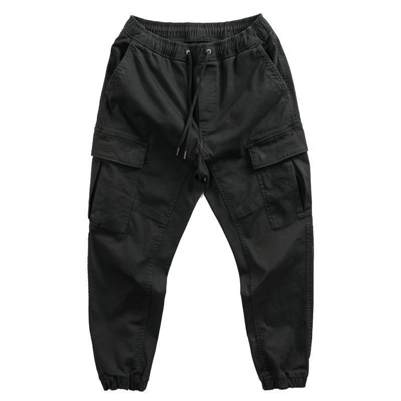 Autumn Micro-Elastic Khaki Retro Lace-Up Men's Casual Overalls
