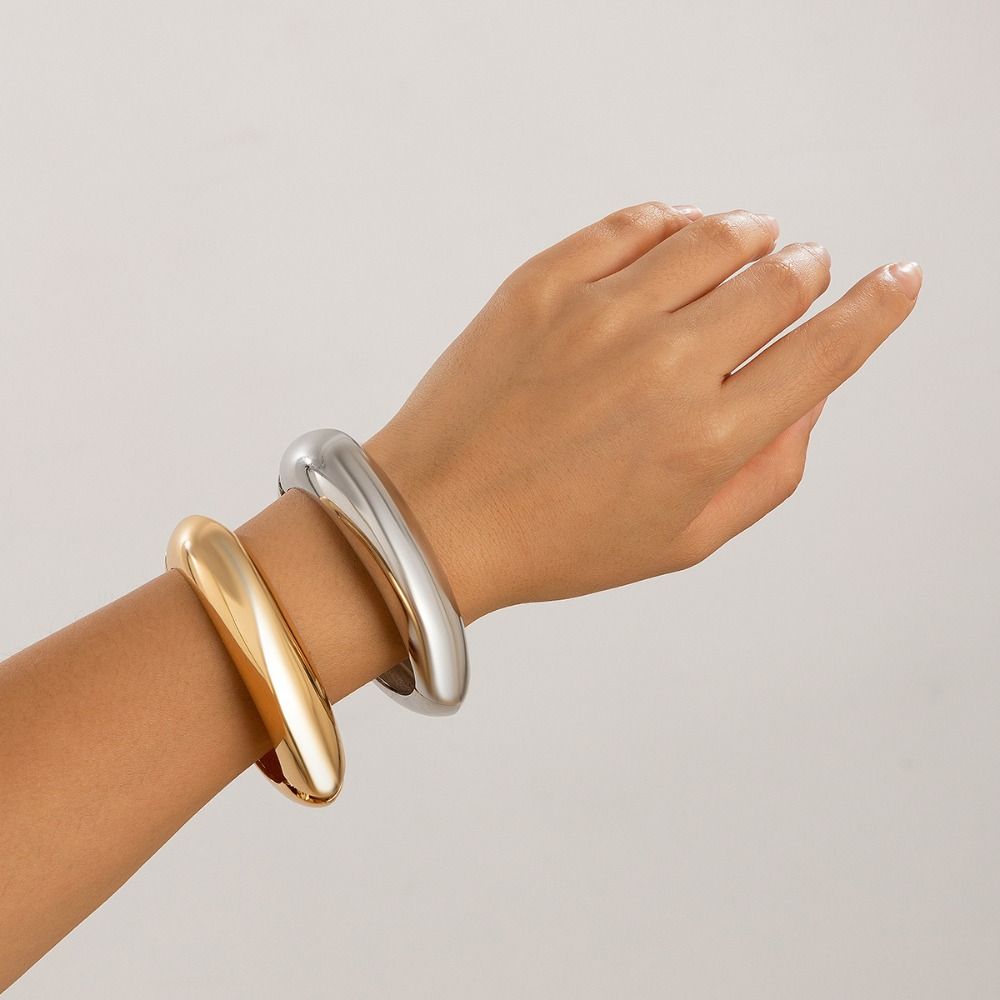 Europe American Style Metal Irregular Bracelets Wide Geometric Cuff Bangles  Girls
