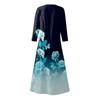 Summer Dress For Women Casual Printed Comfortable Fashion Printed 3/4 Length Sleeve Pocket Dress