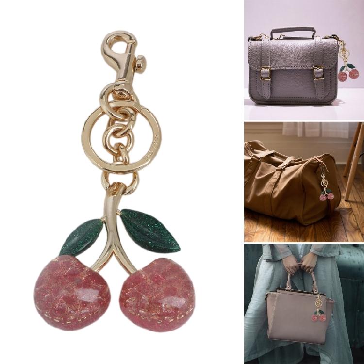 Simple Crystal Cherries Charm Keychains Sweet Cool Ornament Bag Pendant Car Keyring Haning Decoration for Women Girl