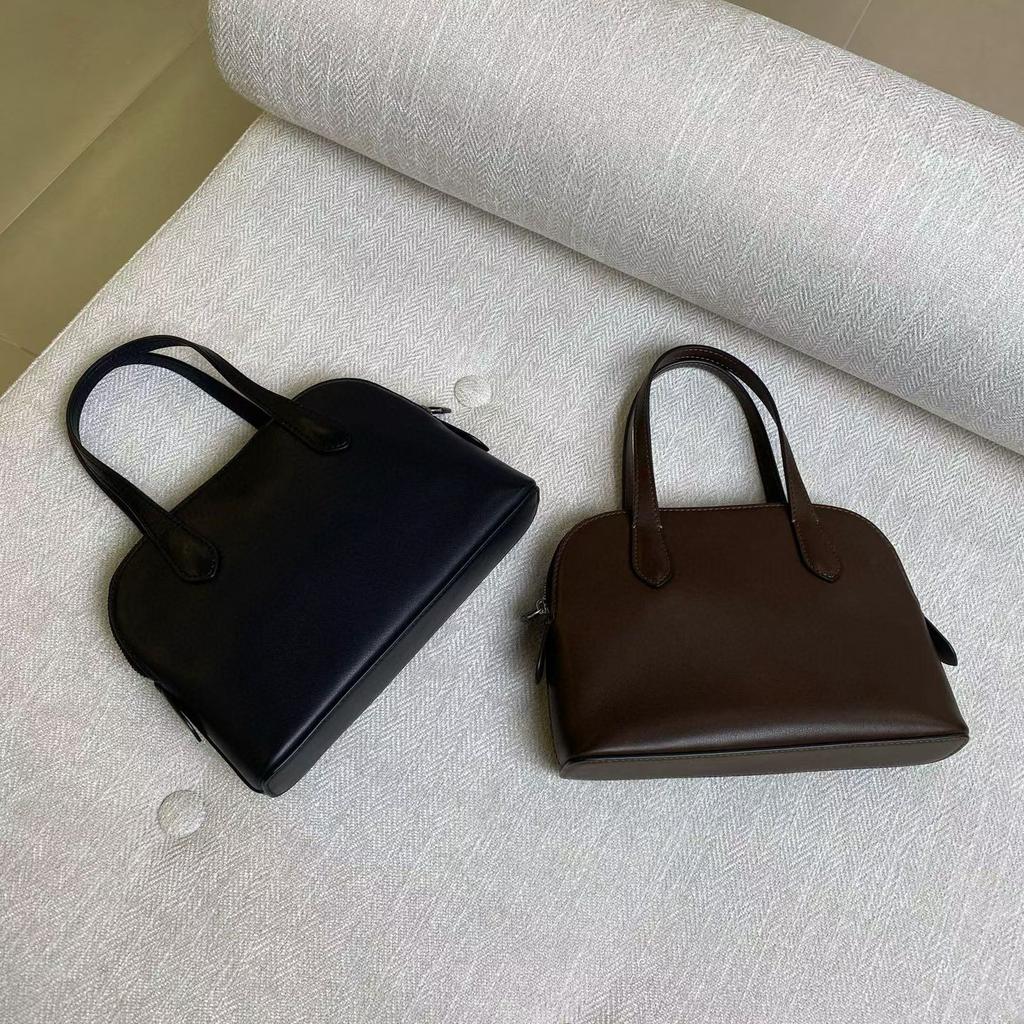 Niche first-layer cowhide minimalist 2026 new spring and summer shell bag single shoulder crossbody portable commuter bowling bag