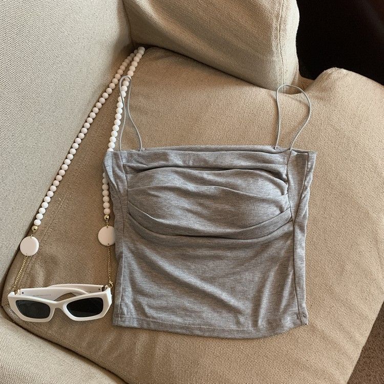Women Crop Tank Top Sexy Square Neck Double Lined Ruched Corset Cute Cropped Sleeveless Cami Summer Outfit Going Out Top