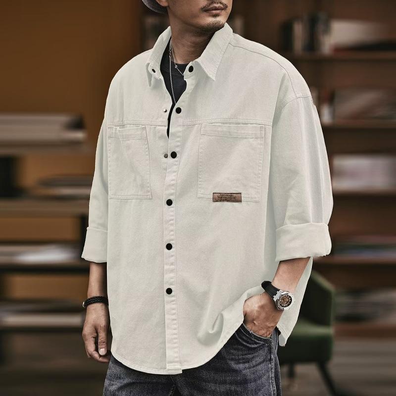 Camisa de manga larga para hombre, estilo coreano, informal, de otoño, estilo oversize, estilo High Street, Y2K, chaqueta holgada