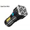 COCIVIVRE H44 Four-Head Rechargeable Flashlight with COB Side Light