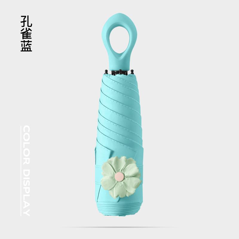 New 50% Off Six Bones Hand Open Vinyl Fabric Sunscreen Umbrella Love Handle Fashion Umbrella Climbing Flower Umbrella