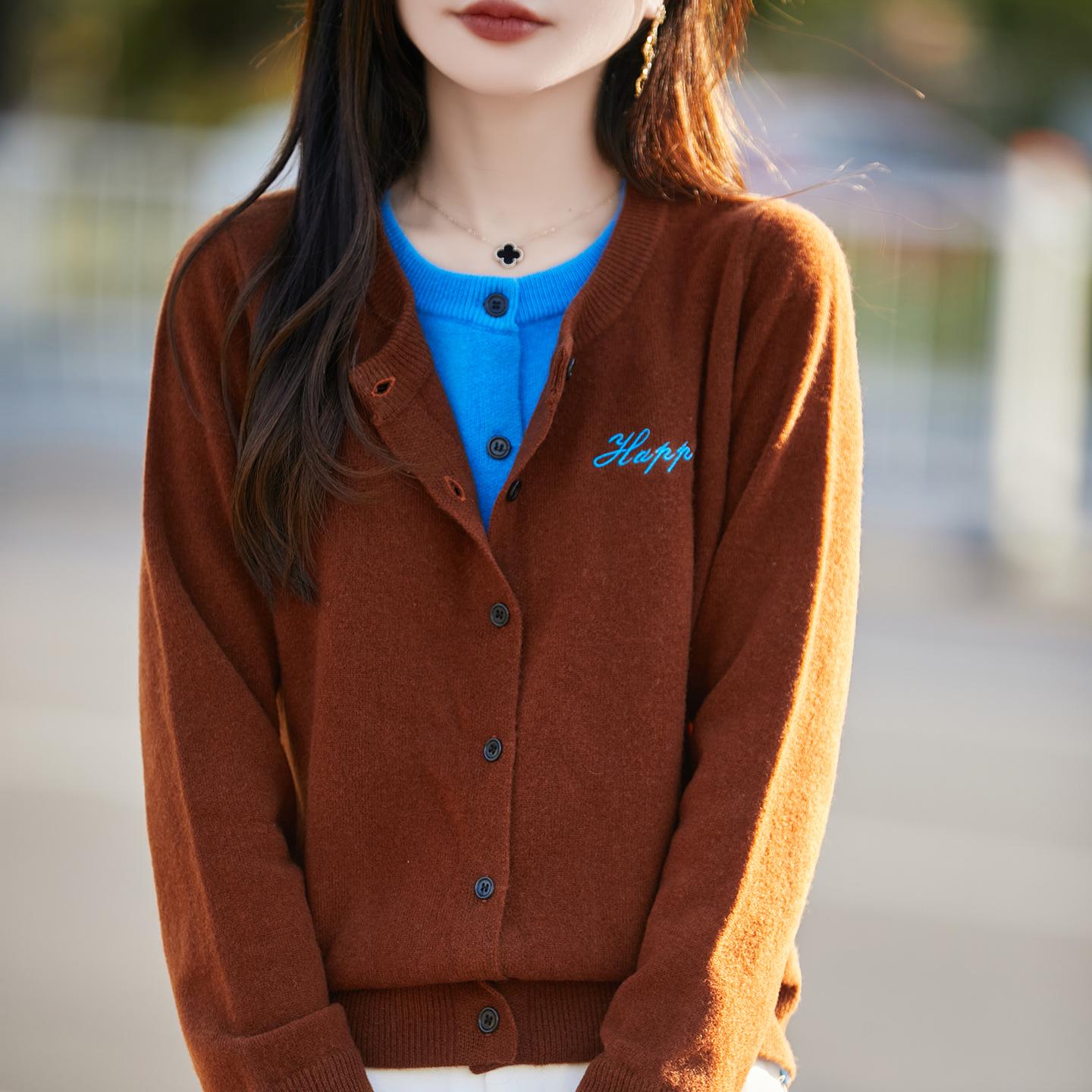 

Весенне-осенний кардиган-свитер из искусственной двухслойной ткани с вышивкой котенка XL 60-67.5 kg