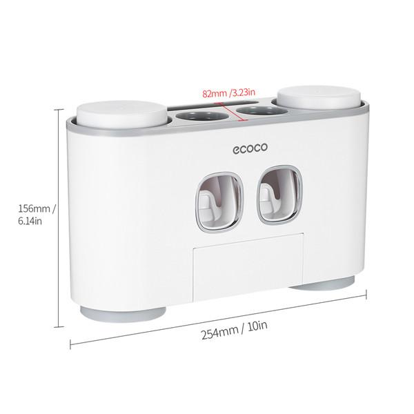 Toothbrush Holder Wall Mounted Automatic Toothpaste Dispenser Magnetic Toothpaste Squeezer Whit 4 Cup