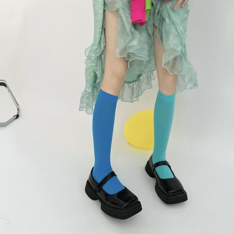 Colorful Calf Socks Velvets Knee High Stockings Lightweight Breathable Knee High Socks Student Girls Middle Tube Socks