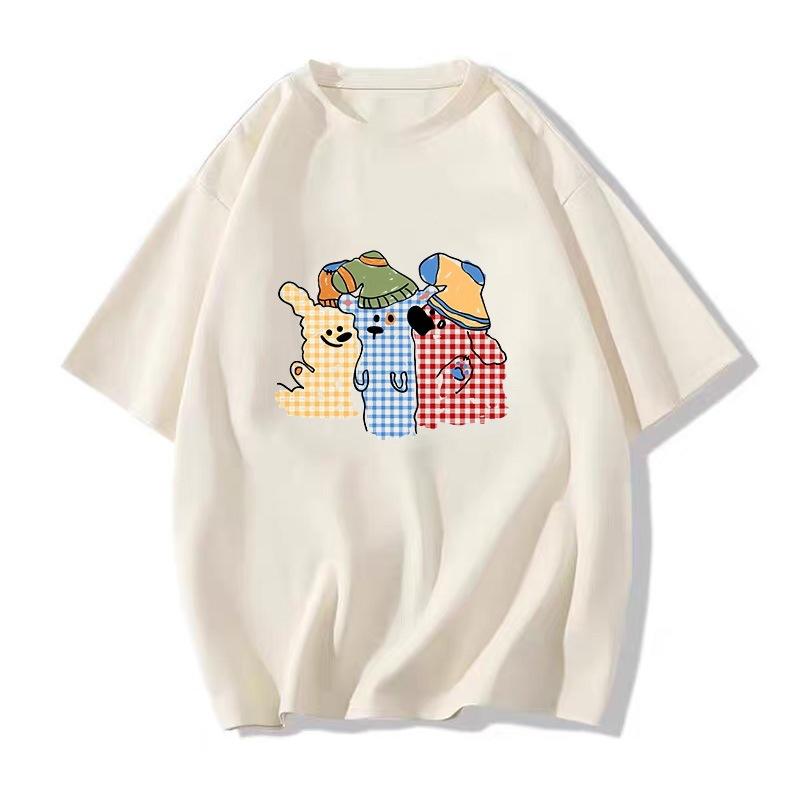 Fun Cartoon Printed Cotton Short-sleeved T-shirt Women's Summer New American Loose T-shirt Half-sleeved Top