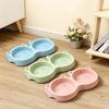 Pet Cat Double Bowl Material Non-Slip Puppy Cat Food Water Feeding Bowl Cute Cartoon Face Durable Dish