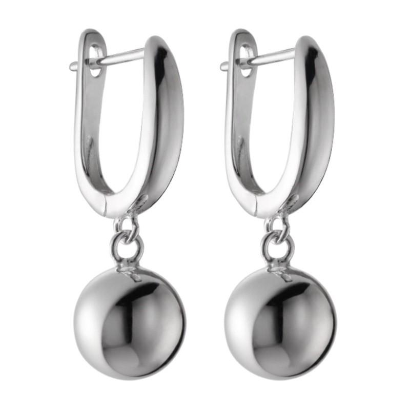 Sterling U-Shaped Hoop Earrings Women Minimalist Modern Ball Stud Fashion Daily Wear 925 Sterling Silver