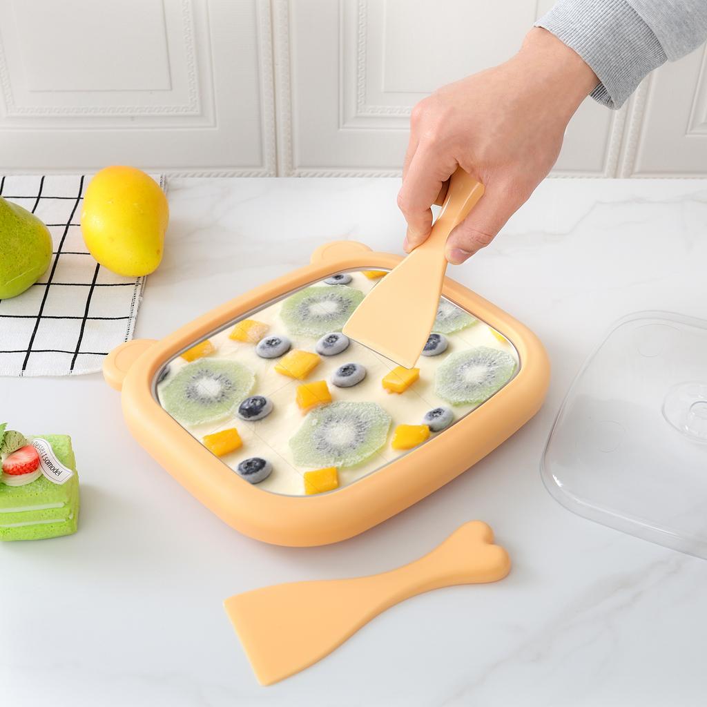 Rolled Ice Cream Maker Cold Sweet Fried Ice Pan DIY Household Frozen Yogurt Maker for Homemade Stir Fry Ice Tray