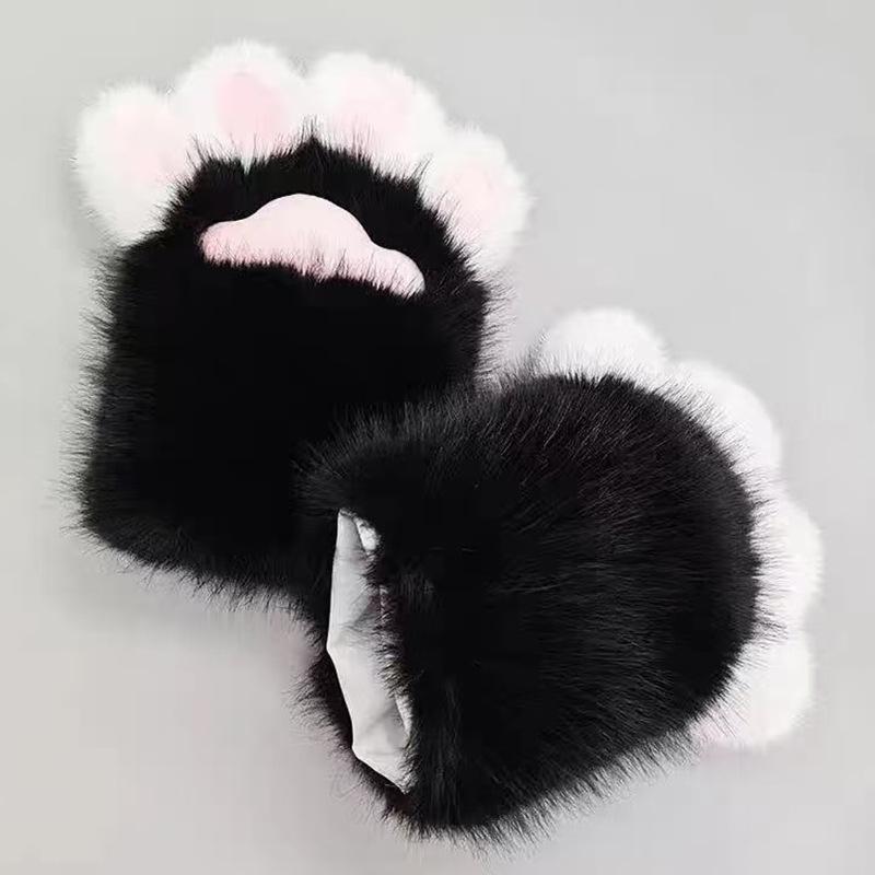 1Pc New Plush Cosplay Cat Paw Glove Thicken Cartoon Cat Claw Squeaking Furry Mittens Props